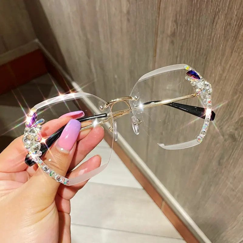 New Rhinestone Metal Rimless Sunglass - Fashion Polarized Trend Women's, UV400