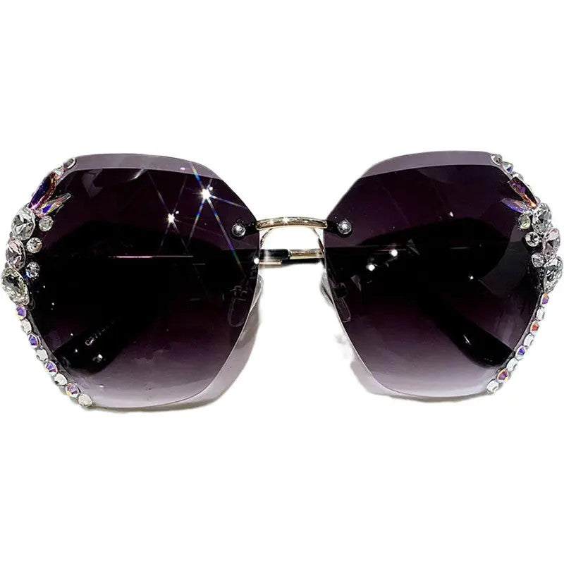 New Rhinestone Metal Rimless Sunglass - Fashion Polarized Trend Women's, UV400