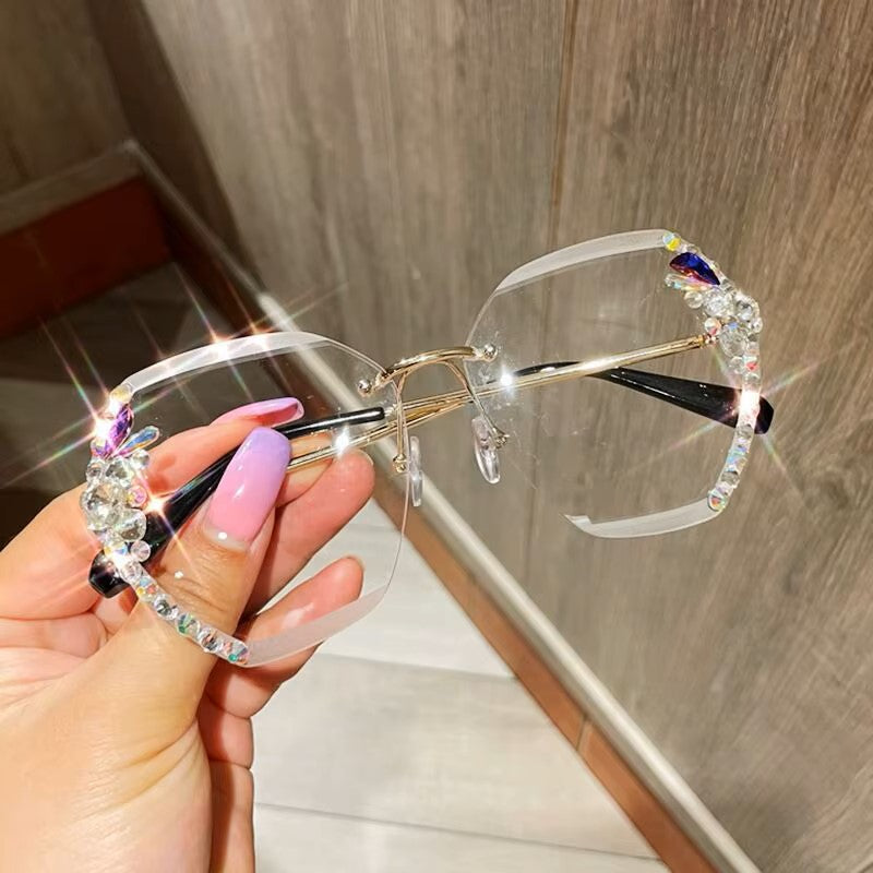 New Rhinestone Metal Rimless Sunglass - Fashion Polarized Trend Women's, UV400