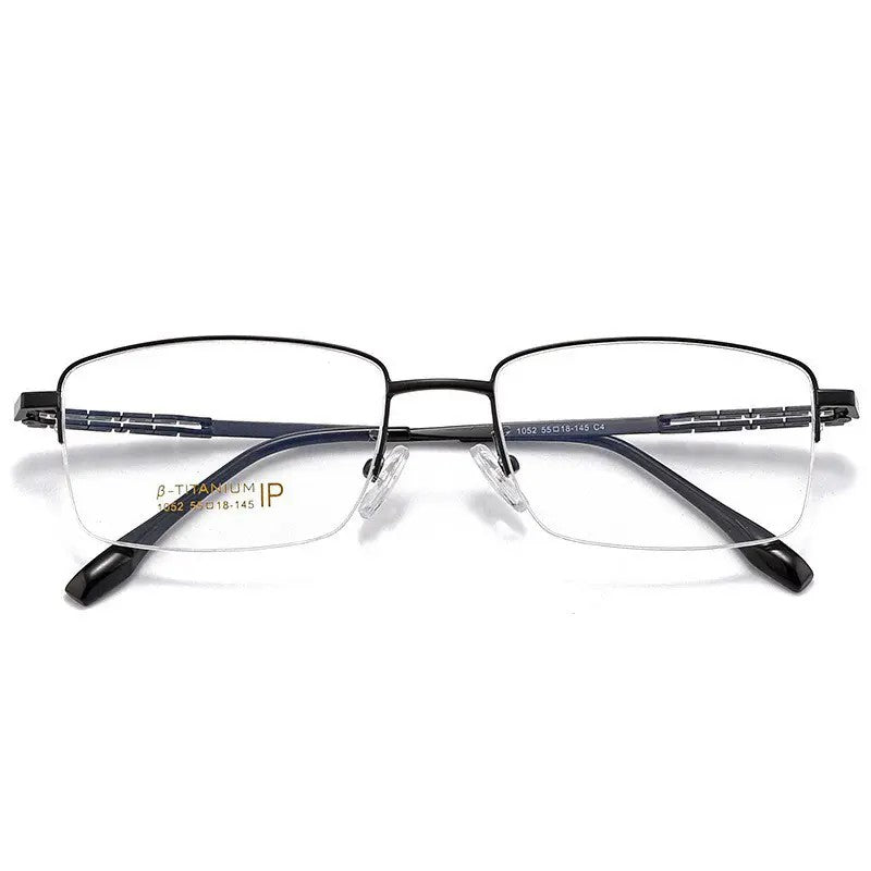 Blue Light Blocking Rectangle Titanium Eyeglass, Half-rim, for men's, fashion