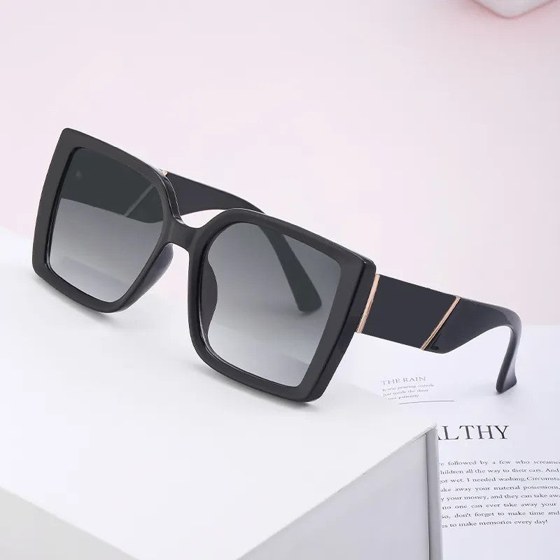 American Fashion Square Big Pc Frame Sunglasses - For Women's Outdoor Blackout