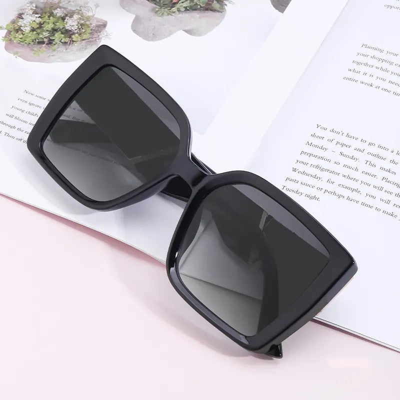 American Fashion Square Big Pc Frame Sunglasses - For Women's Outdoor Blackout