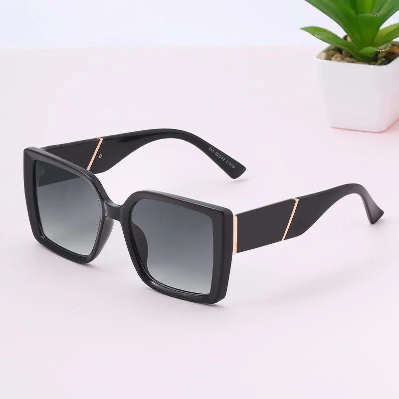 American Fashion Square Big Pc Frame Sunglasses - For Women's Outdoor Blackout