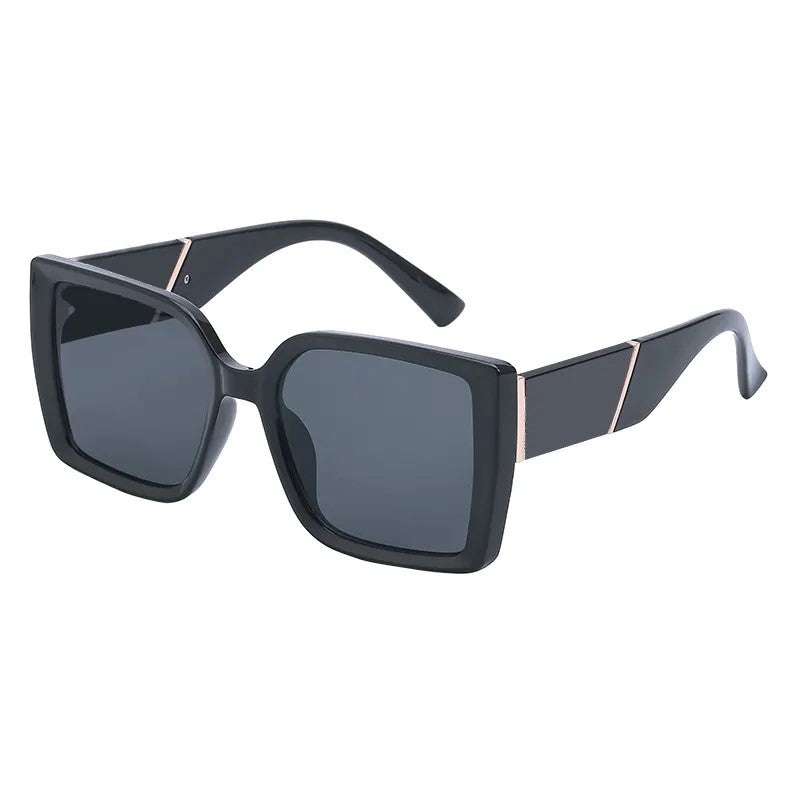 American Fashion Square Big Pc Frame Sunglasses - For Women's Outdoor Blackout