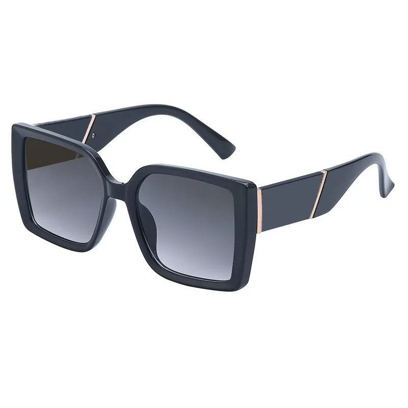 American Fashion Square Big Pc Frame Sunglasses - For Women's Outdoor Blackout