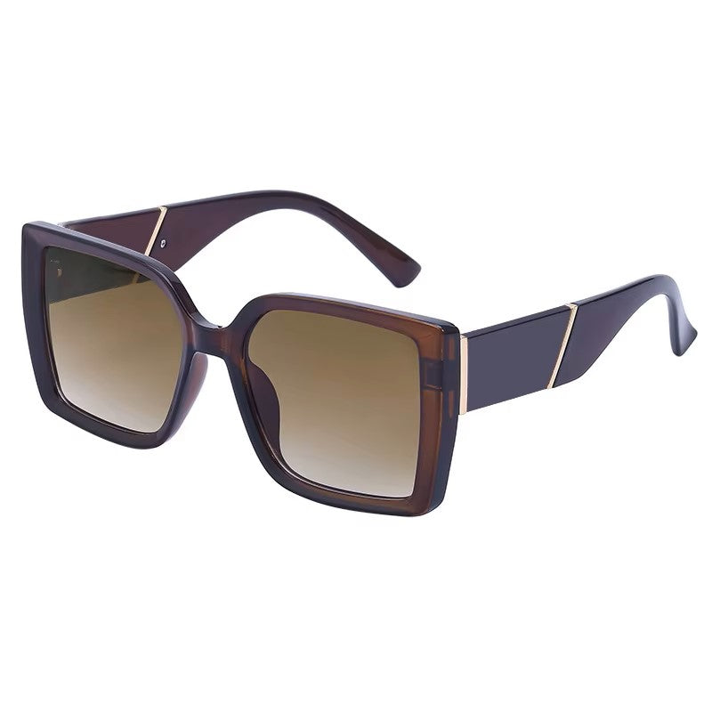 American Fashion Square Big Pc Frame Sunglasses - For Women's Outdoor Blackout
