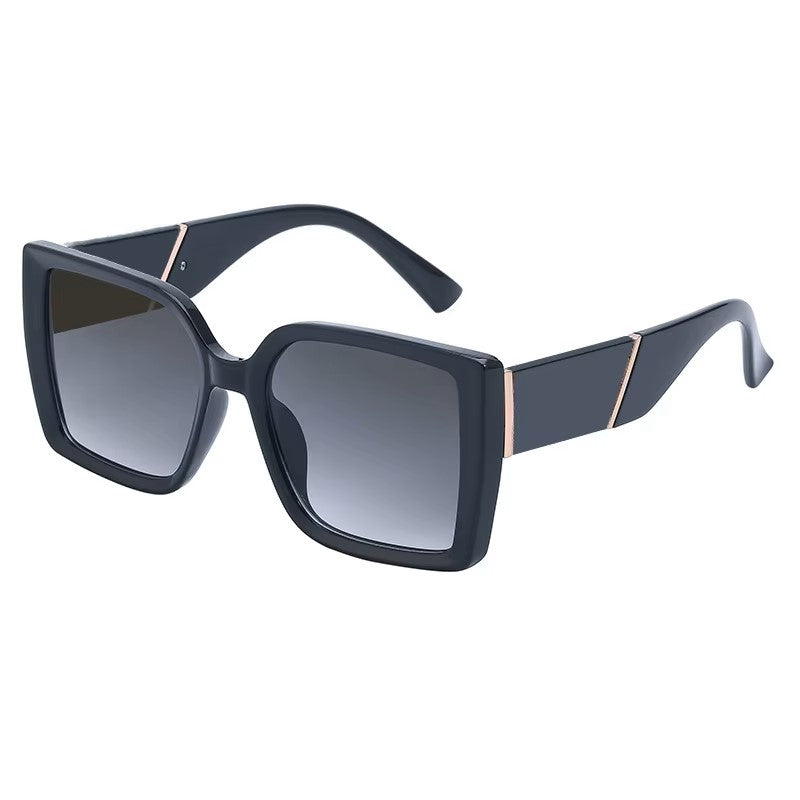 American Fashion Square Big Pc Frame Sunglasses - For Women's Outdoor Blackout